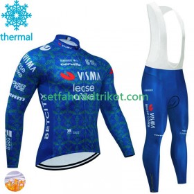 Visma Lease A Bike Tdf Blanc Radbekleidung Radtrikot Langarm + Lang Trägerhose Winter Thermal Fleece 2024